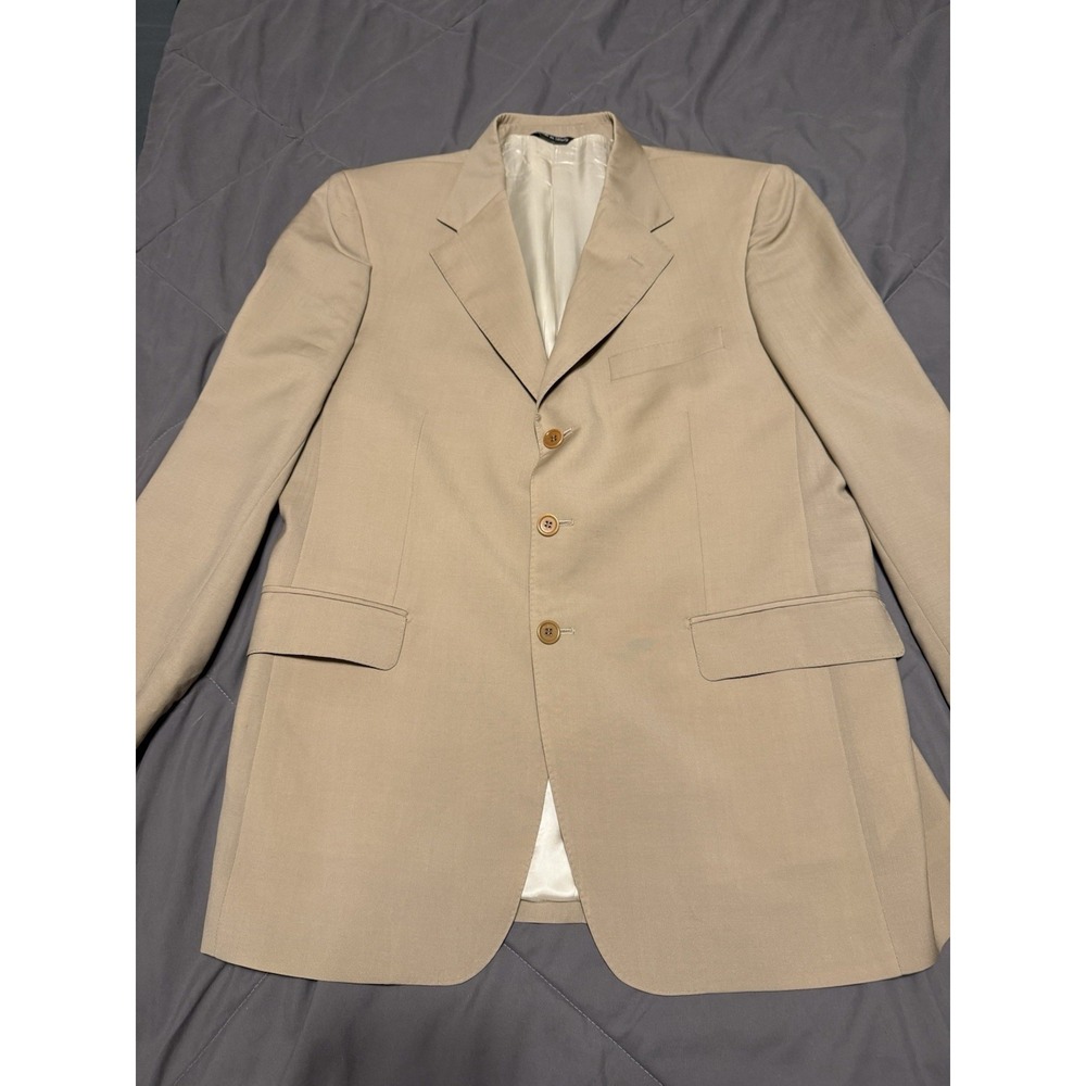 Luciano Barbera Sport Coat 42R Beige Tan Made in‎ Italy Wool Blazer